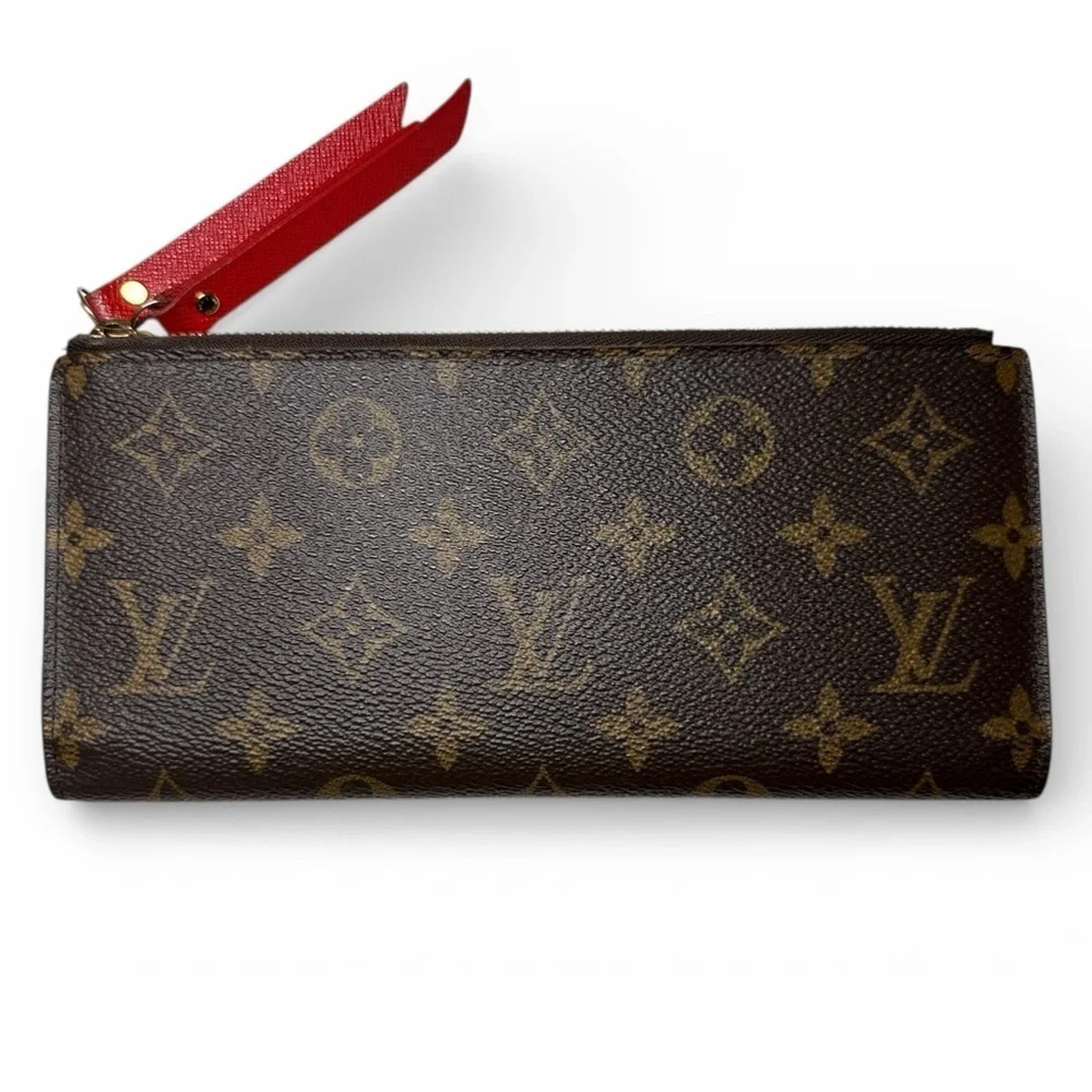Louis Vuitton Monogram Portefeuille Adele Long Wallet with Red Interior